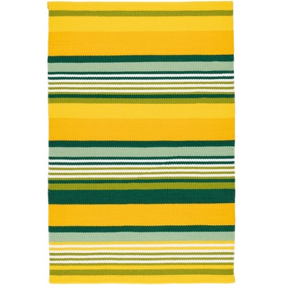 Annie Selke - Dash & Albert Sunny Stripe Lemon Handwoven Indoor/Outdoor Rug, 8x10, Lemon
