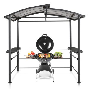 EAGLE PEAK 8x5 ft Grill Gazebo, Steel Frame Outdoor BBQ Cover, Double-Tier Polycarbonate Barbecue Canopy with Shelves - 1 of 4