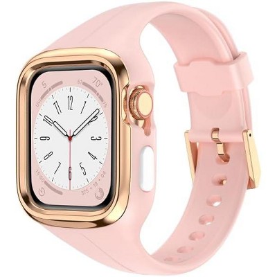 Worryfree Gadgets One Peice Silicone Band with Bumper Case for Apple Watch 38/40/41mm