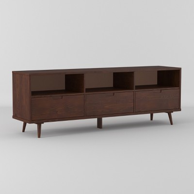 Cara 3 Drawer Mid-Century Modern 3 Drawer TV Stand for TVs up to 80" - Saracina Home