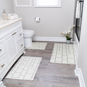 3 Piece Bathroom Rugs Set - Non-Slip Ultra Thin Bath Rugs for Bathroom Floor Mat Set - 1 of 4