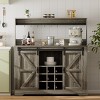 Snynuxx 47" Farmhouse Coffee Bar Cabinet with Shelves and Sliding Barn Door - 2 of 4