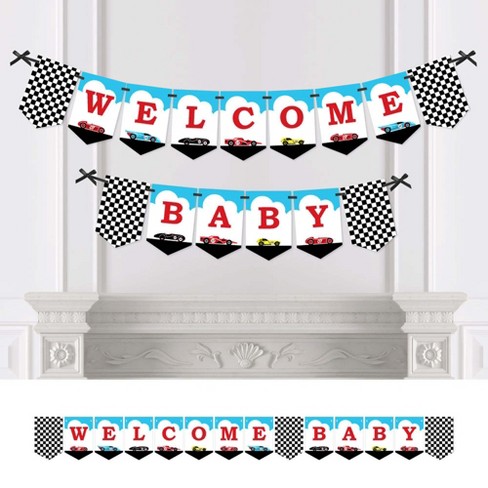 Big Dot Of Happiness Let S Go Racing Racecar Baby Shower Bunting Banner Race Car Party Decorations Welcome Baby Target