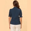 Allegra K Women's Office Short Sleeve Ruffle Stand Collar Lacework Button Down Shirt - 4 of 4