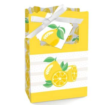 Big Dot of Happiness So Fresh - Lemon - Citrus Lemonade Party Favor Boxes - Set of 12