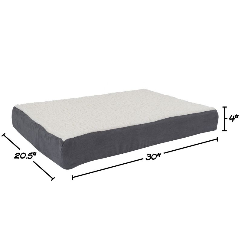 Orthopedic Dog Bed - 2-Layer 30x20.5-Inch Memory Foam Pet Mattress with Machine-Washable Cover for Medium Dogs up to 45lbs by PETMAKER (Gray), 4 of 8