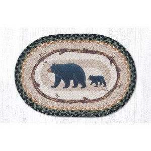 Earth Rugs PM OP 116 Mama and Baby Bear Oval Jute Placemat – 13"x19", Hand Stenciled - 1 of 3