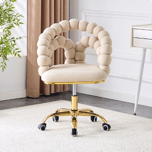CAVINAS Velvet Leisure Chair,Upholstered Chair with Gold Five-Claw Casters,Modern Swivel Accent Chair for Living Room,Home Office - 1 of 4