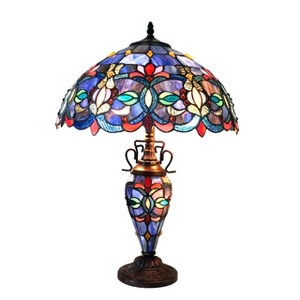 Chloe Lighting Priscilla Tiffany-Style 3 Light Victorian Double Lit Table Lamp 18" Shade - 1 of 3