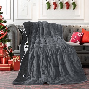 Inhand Heated Weighted Blanket - 13 lbs (50” x 60”) Large, Cozy and Soft Flannel, Fast Heat Throw Blanket with Auto Shut-Off Timer - 1 of 4