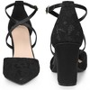 Perphy Women's Pointed Toe Criss Cross Straps Chunky Heel Lace Pumps - 3 of 4