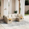 vidaXL 6 Piece Patio Sofa Set with Cushions Beige and Cream Poly Rattan - 2 of 4