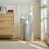 ORRD Set of 3 White Metal Floor Vases - Large Glazed Cylinder Vases 24"-33.5" Height with Gold Accents Decor - 4 of 4