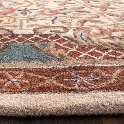 Hand-Tufted Light Blue and Ivory Wool Oriental Rug