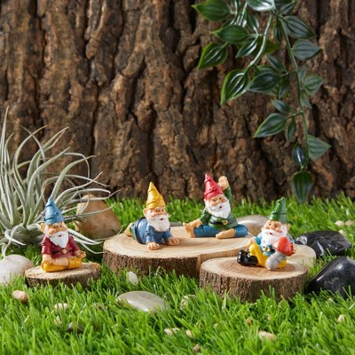 Miniature Yoga Gnome Figurines Set for Garden Decor