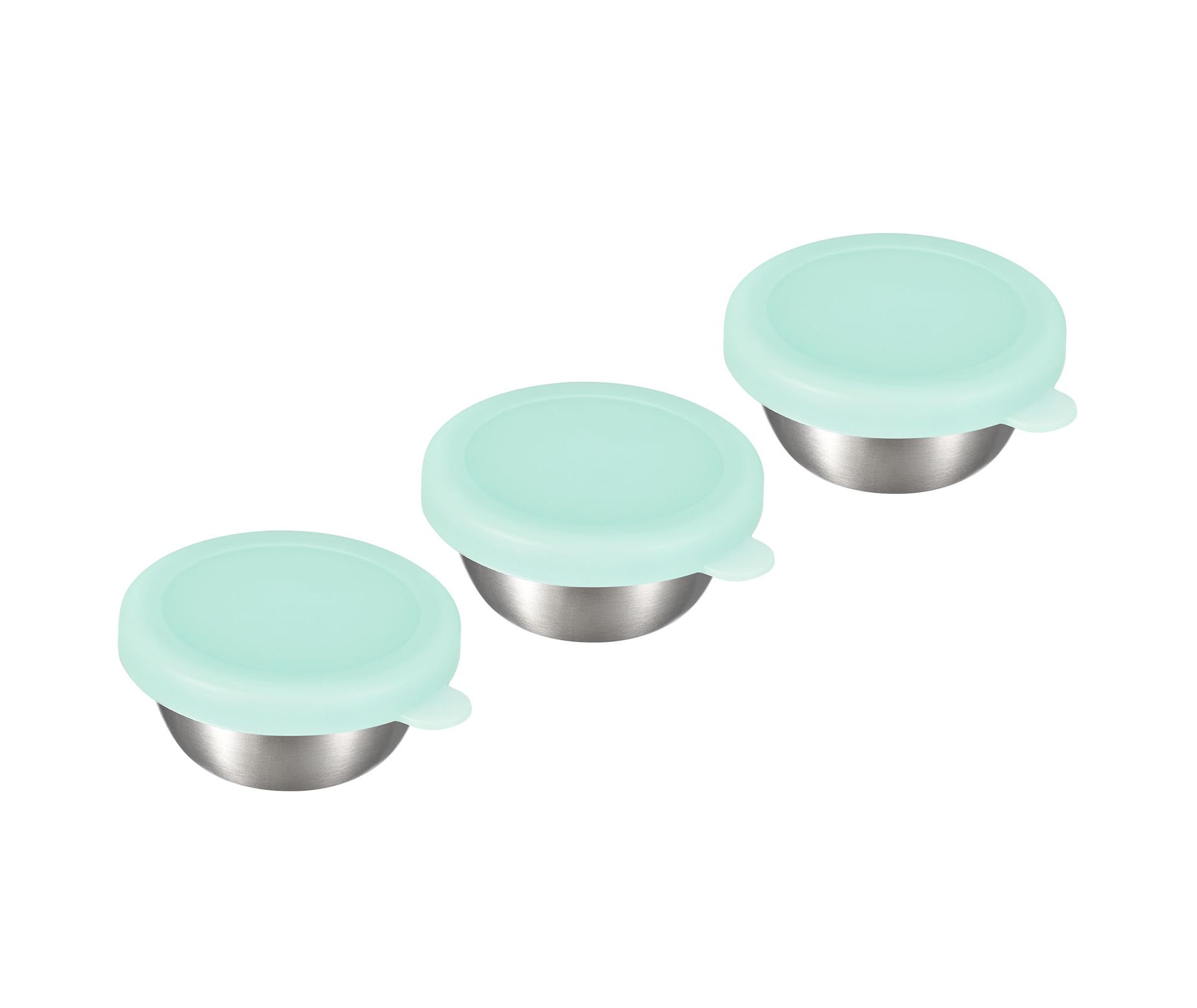 Unique Bargains Stainless Steel Bento Box Picnic Travel Salad Dressing Container with Lids 3 Pcs Blue