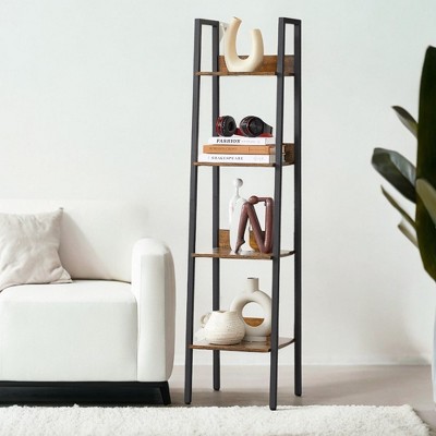Narrow Bookcase 4-Tier Ladder Shelf for Livingroom