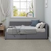 TIRAMISUBEST Modern Style L-Shaped Corner Bed Frame with Nailhead Trim, Twin Size Upholstered Daybed with 2 Drawers - 3 of 4