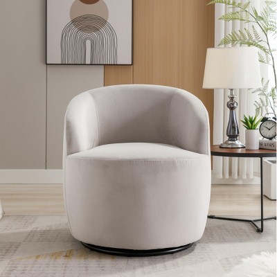 360° Swivel Barrel Accent Chair, Upholstered Lounge Club Armchair for Living Room or Bedroom – Maison Boucle