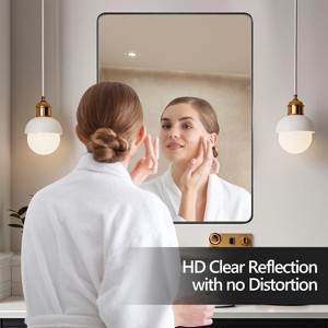 Dolonm  Wall Mounted Mirror with Black Aluminum Frame HD Tempered Glass, Anti-Rust for Bathroom & Bedroom - 1 of 4