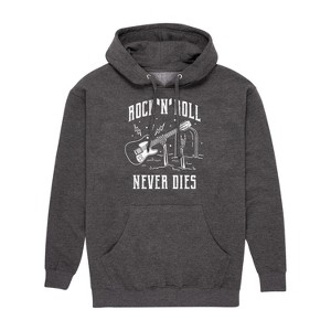 Men's - Instant Message - Rock N Roll Never Dies Graphic Fleece Pullover Hoodie - 1 of 4