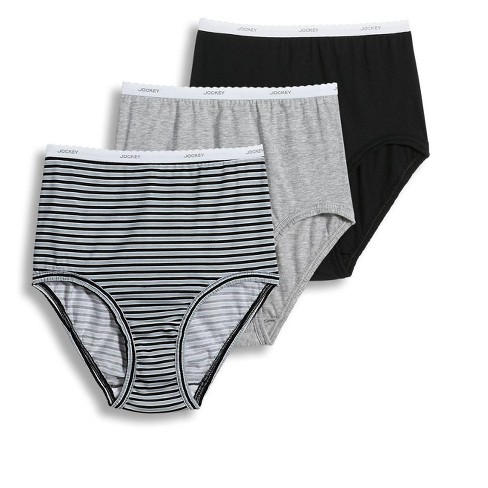 Jockey Women's Underwear Elance Brief - 3 Pack, Grey Heather/Charcoal  Heather/Black, 6