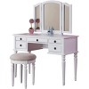 CAVINAS Vanity Desk with Mirror Exquisite White Desk with Foldable Mirror Desk with Drawers for Bedroom, White - 2 of 4