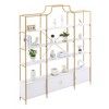 NicBex Bookcases for Living Room 74.8" H 5 Tiers Office Bookshelf Display Shelf Bookcase with Round Top, X Bar Gold Frame - 3 of 4
