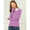 INSPIRE CHIC Women's Long Sleeves Contrast Peter Pan Collar Striped Blouse Top - 2 of 4