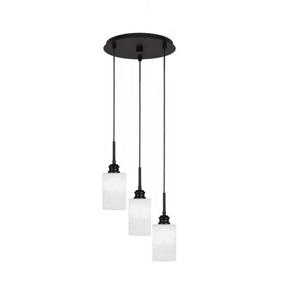 Toltec Lighting Edge 3 - Light Pendant in  Espresso with 4" White Muslin Shade