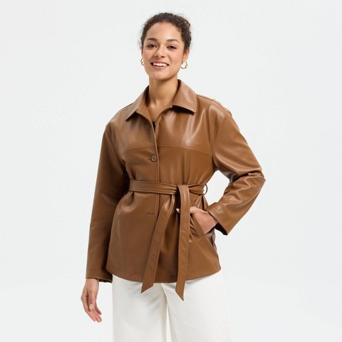 A New Day Women's Tie-Waist Trench Coat - A New Day™ Brown XL
