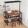 Kitchen Island with Storage, Table with Seating, 3-Tier Bakers Rack, Microwave Stand, 5 Hooks, Dining & Living Room, Black & Natural - 4 of 4