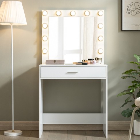 Vanity Desk With Mirror And Lights, Dressing Table With Large Drawer, 3 Adjustable Lighting Modes LED Mirror, Vanity Table For Bedroom Living Room - image 1 of 4