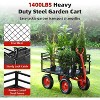 Heavy-Duty Metal Steel Garden Cart with 10-Inch Tires, 4-Side Removable Mesh, 180° Swivel Handle Utility Trolley for Gardening, Landscaping - 2 of 4