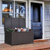 Tangkula Outdoor 50 Gallon Wicker Storage Box PE Rattan Storage Container with Lid Deck&Waterproof Liner Mix Brown - 3 of 4