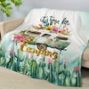 Cozy Cactus and Floral Letter Print Flannel Throw Blanket, Perfect for Bed, Sofa, Office, and Travel, Christmas Gift. - 2 of 4