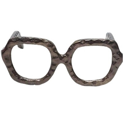 Decorative Object Metal Aluminum Eyewear-Shaped Sculpture with Textured Artisan Design - Modern Stylish Accent Decor