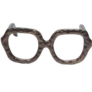 Decorative Object Metal Aluminum Eyewear-Shaped Sculpture with Textured Artisan Design - Modern Stylish Accent Decor - 1 of 4