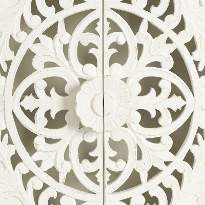Saanvi White Hand-Carved Mango Wood Wall Cabinet