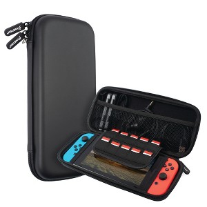 Insten Carrying Case with 10 Game Card Holder Slots for Nintendo Switch & OLED Model, Controllers and Accessories, Portable Travel Cover, Black - 1 of 4