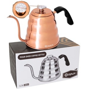OPUX Gooseneck Pour Over Coffee Kettle with Thermometer, Premium Grade Stainless Steel Drip Kettle for Home Brewing Tea Barista, 40 fl oz - 1 of 4