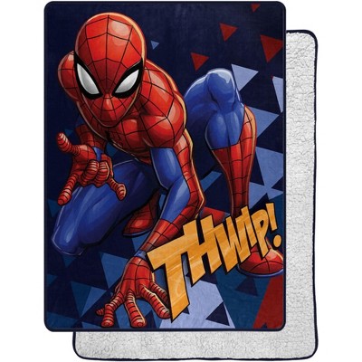 Marvel Spider-Man Blanket Crouched Action Stance Silk Touch Fuzzy Fleece Back Throw