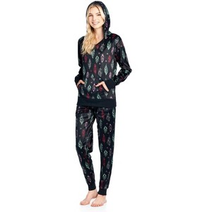 Ashford & Brooks Women's Mink Fleece Hoodie Pajama Set - 1 of 4