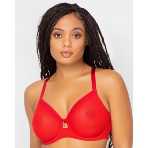 Curvy Couture Women'S Plus Size Sheer Mesh Full Coverage Unlined Underwire Bra - 1 of 4