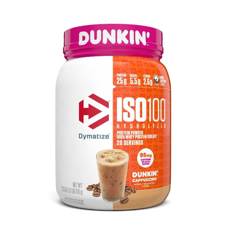Dymatize 100% Whey Isolate Protein Powder - Dunkin Cappuccino - 20 Serve, 1 of 5