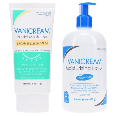 Vanicream Lite Lotion 16 oz & Daily Facial Moisturizer Broad Spectrum SPF 30 2.5 oz Combo Pack