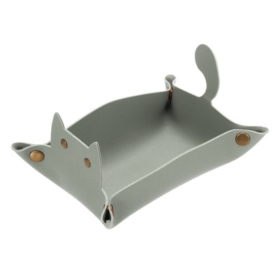 Unique Bargains Foldable Desk Organizing Key Coin Cat Design Jewelry Storage Tray 7.7" x 5.1" x 4"