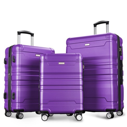 Purple luggage sets with spinner wheels sale