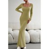BLUEMING Women's Square Neck Long Sleeve Knit Maxi Dress Knit Bodycon Long Dress - 2 of 4