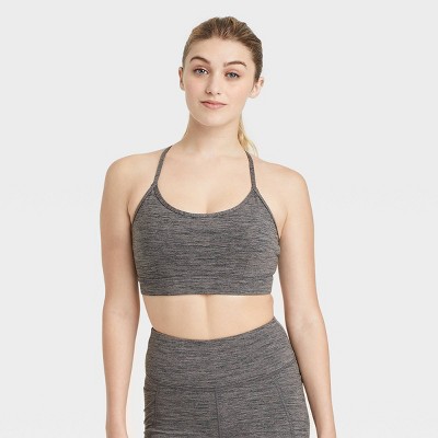 Women's Cozy Spacedye T-Back Bra - JoyLab™ Charcoal Gray L